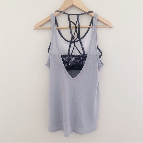 NWOT Champion Blue/Gray Tank Top With Sports Bra - Picture 3 of 8